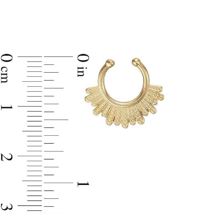 Banter 016 Gauge 8Mm Bead Textured Sunburst Horseshoe In 14K Solid Gold - 5/16" Nose