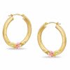 Banter 10K Two-Tone Gold Diamond-Cut Rose On Hoop Earrings Earrings