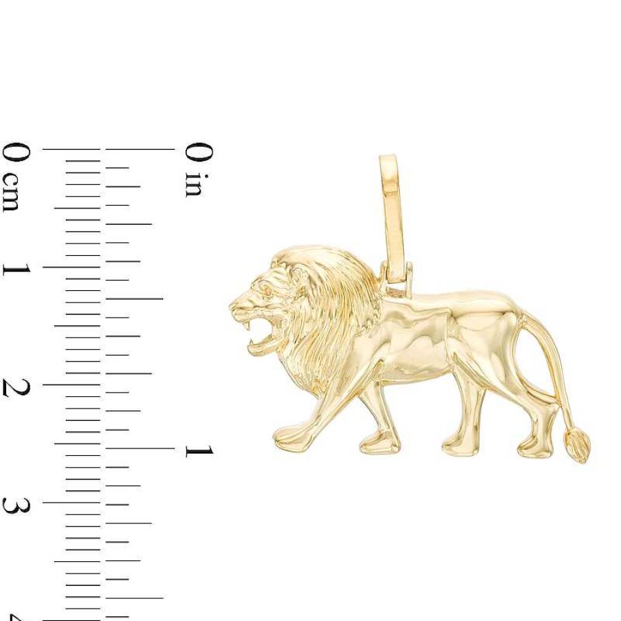 Banter Lion Profile Necklace Charm In 10K Hollow Gold Charms