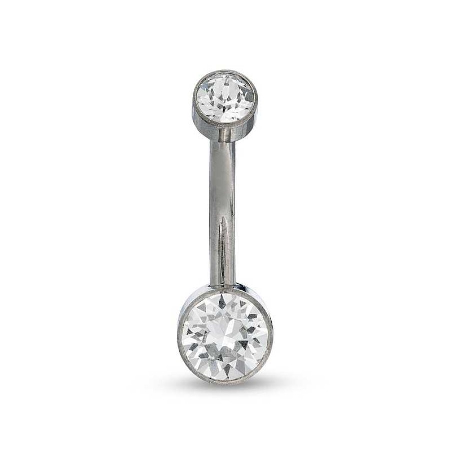 Banter 014 Gauge 6Mm Crystal Belly Button Ring In Titanium - 7/16" Belly Button