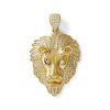 Banter Cubic Zirconia Lion Head Necklace Charm In 10K Solid Gold Charms