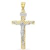 Banter Mesh Crucifix Necklace Charm In 10K Solid Two-Tone Gold Charms