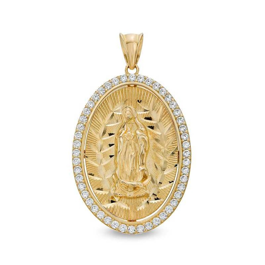 Banter Cubic Zirconia Our Lady Of Guadalupe Oval Necklace Charm In 10K Solid Gold Charms