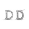 Banter Cubic Zirconia "D" Initial Vintage-Style Stud Earrings In Solid Sterling Silver Earrings