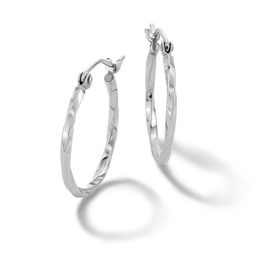 Banter 20Mm Diamond-Cut Twist Hoop Earrings In Hollow Sterling Silver Earrings