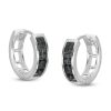 Banter Cubic Zirconia Black Huggie Hoop Earring In Solid Sterling Silver Earrings