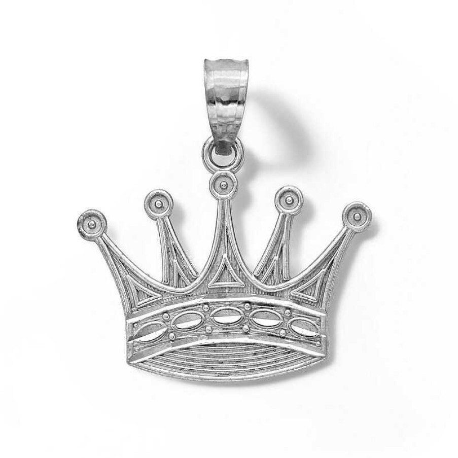 Banter 10K Solid White Gold Crown Necklace Charm Charms