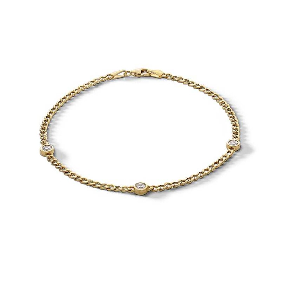 Banter 10K Hollow Gold Cz Bezel-Set Curb Chain Bracelet - 7.5" Bracelets