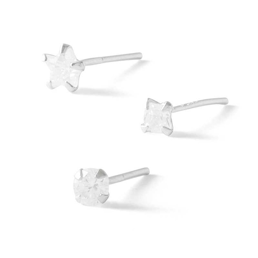 Banter Solid Sterling Silver Cz Nose Stud Set - 22G Nose