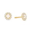 Banter Child'S 3Mm Simulated Opal And Cubic Zirconia Frame Stud Earrings In 14K Gold Earrings