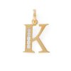 Banter Cubic Zirconia "K" Initial Necklace Charm In 10K Solid Gold Charms