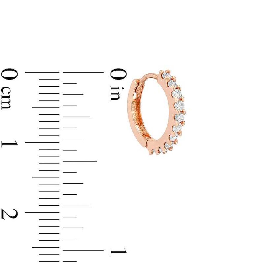 Banter Cubic Zirconia 12Mm Huggie Hoop Earrings In 10K Rose Gold Earrings