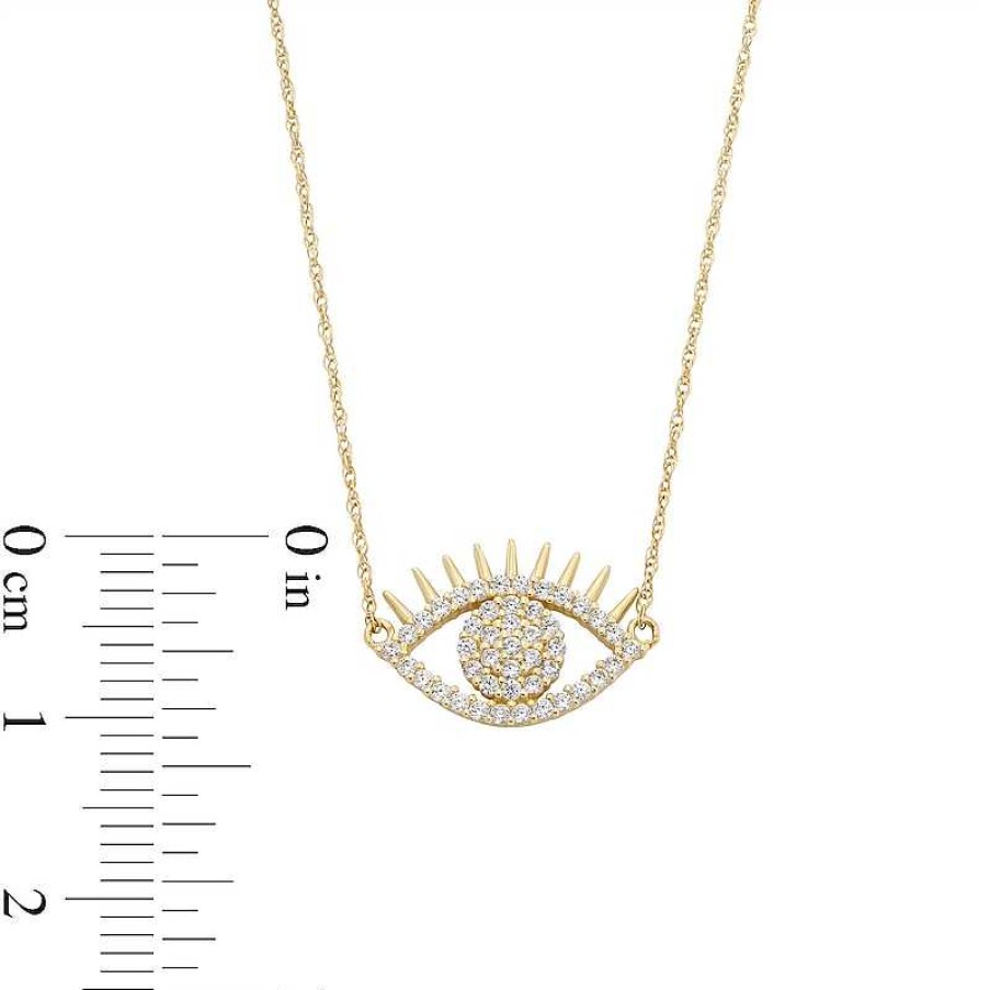 Banter Cubic Zirconia Eye With Eyelashes Necklace In 10K Gold - 18.5" Necklaces