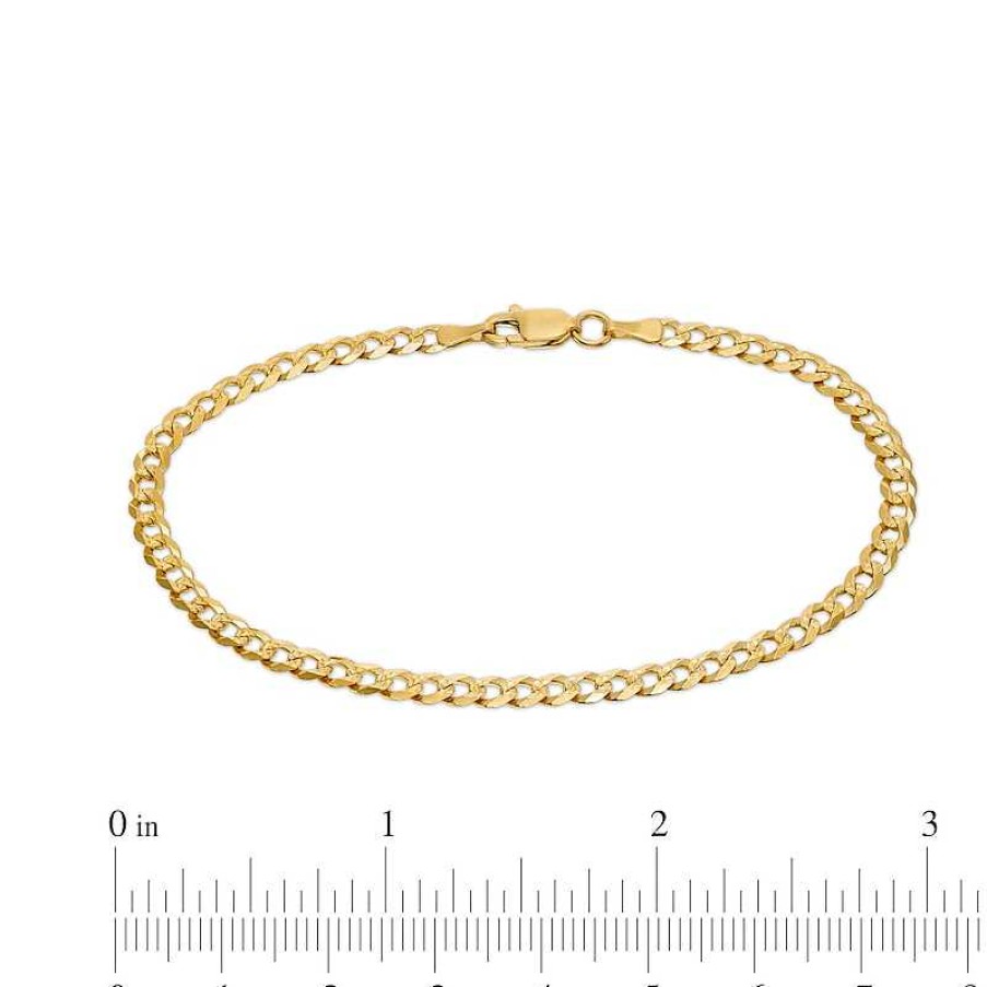 Banter 100 Gauge Diamond-Cut Pav Curb Chain Bracelet In 10K Solid Gold - 7.5" Bracelets