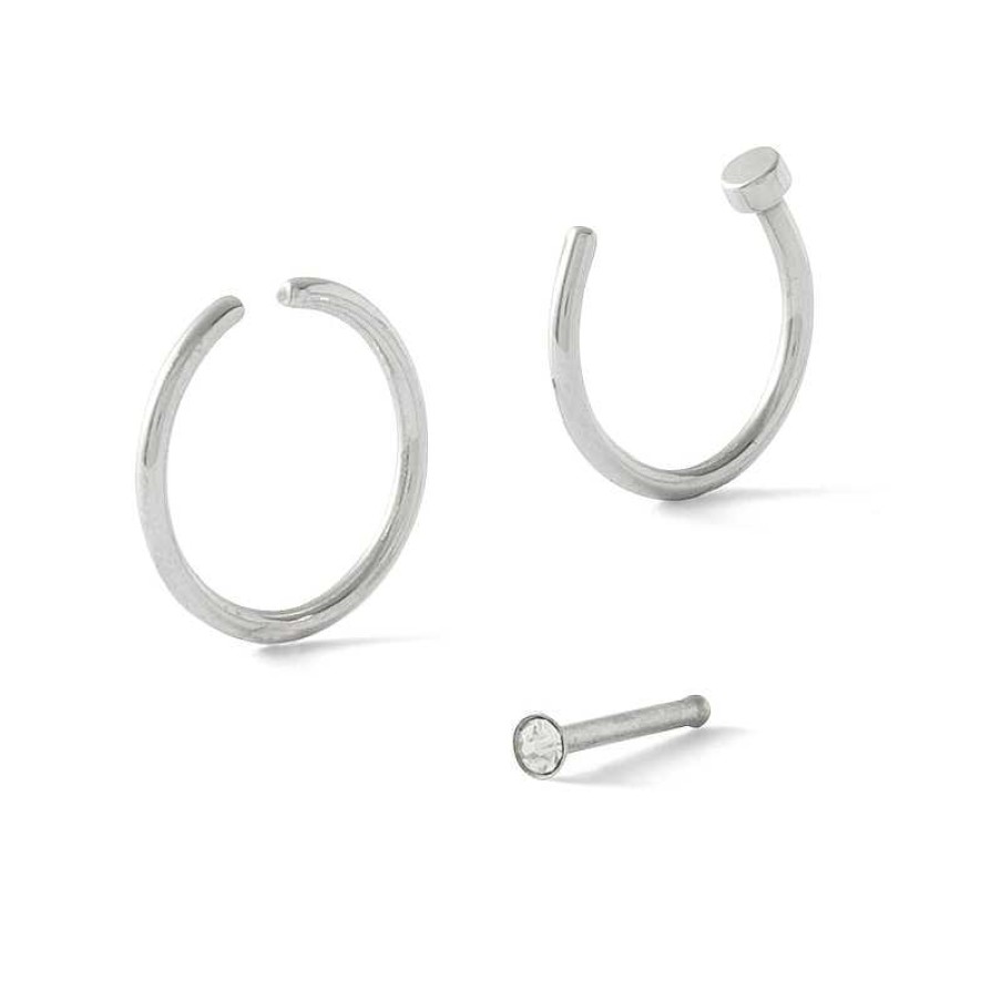 Banter Solid Stainless Steel Nose Stud And Ring Set - 20G Nose