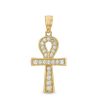 Banter Cubic Zirconia Ankh Cross Necklace Charm In 10K Solid Gold Charms