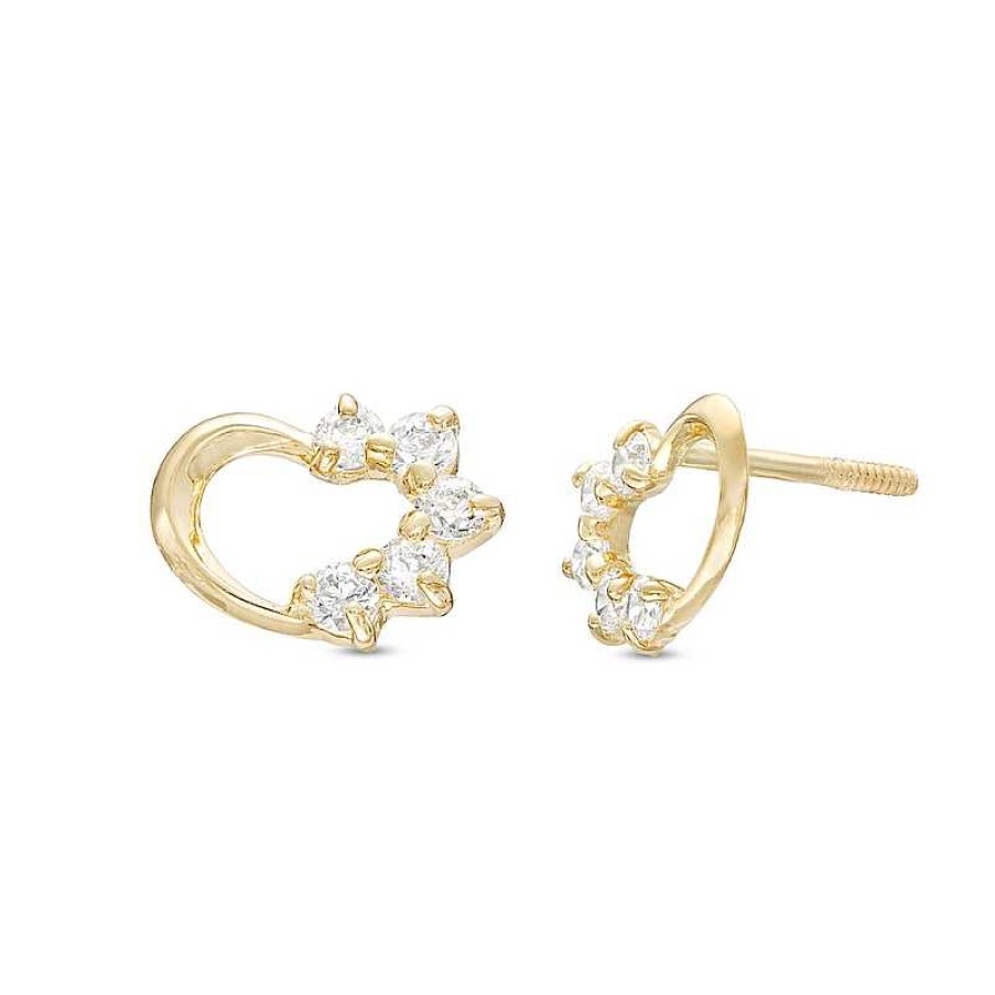 Banter Child'S Cubic Zirconia Open Heart Earrings In 10K Gold Earrings