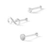 Banter Semi-Solid Sterling Silver Crystal And Infinity Three Piece Nose Stud Set - 22G Nose