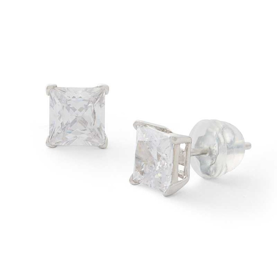 Banter 6Mm Princess-Cut Cubic Zirconia Stud Earrings In Sterling Silver Earrings