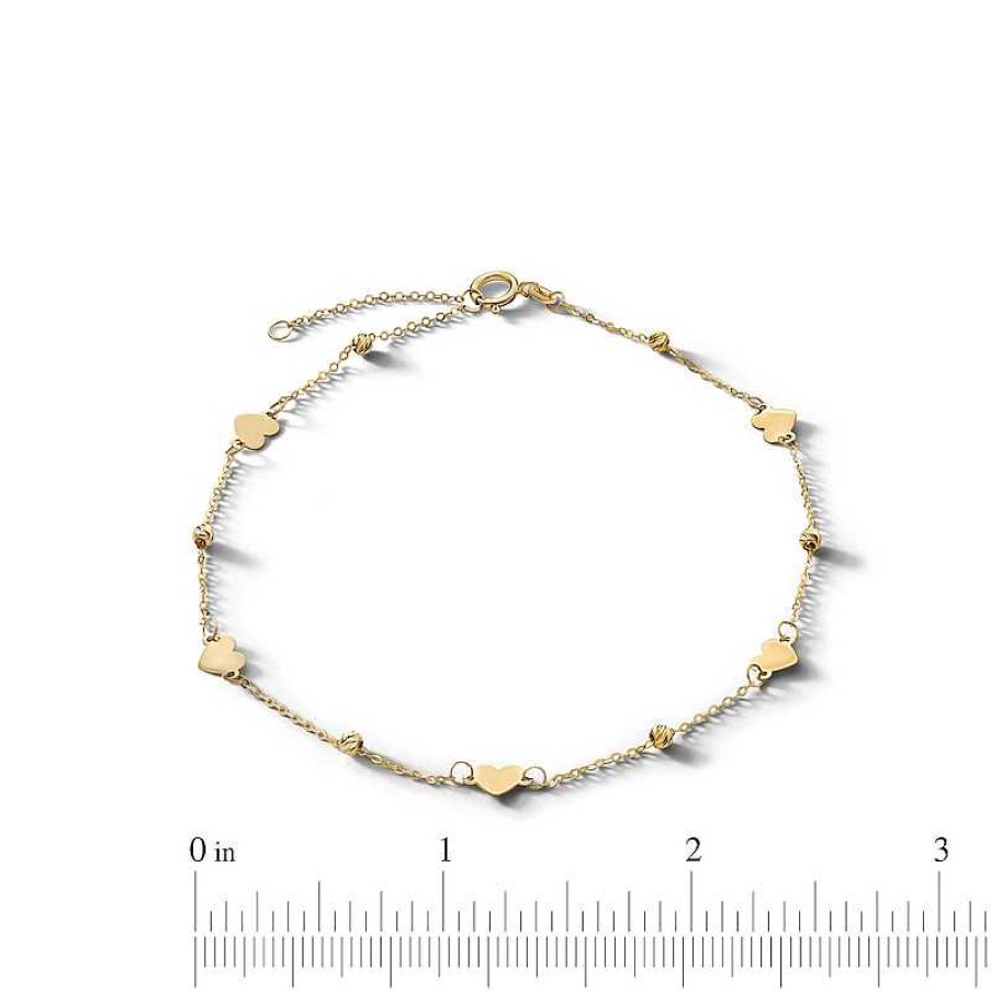 Banter 10K Solid Gold Hearts Anklet Made In Italy - 9" Bracelets