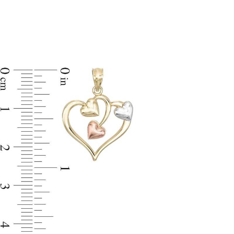 Banter Multi-Baby Hearts Tri-Tone Necklace Charm In 10K Gold Charms