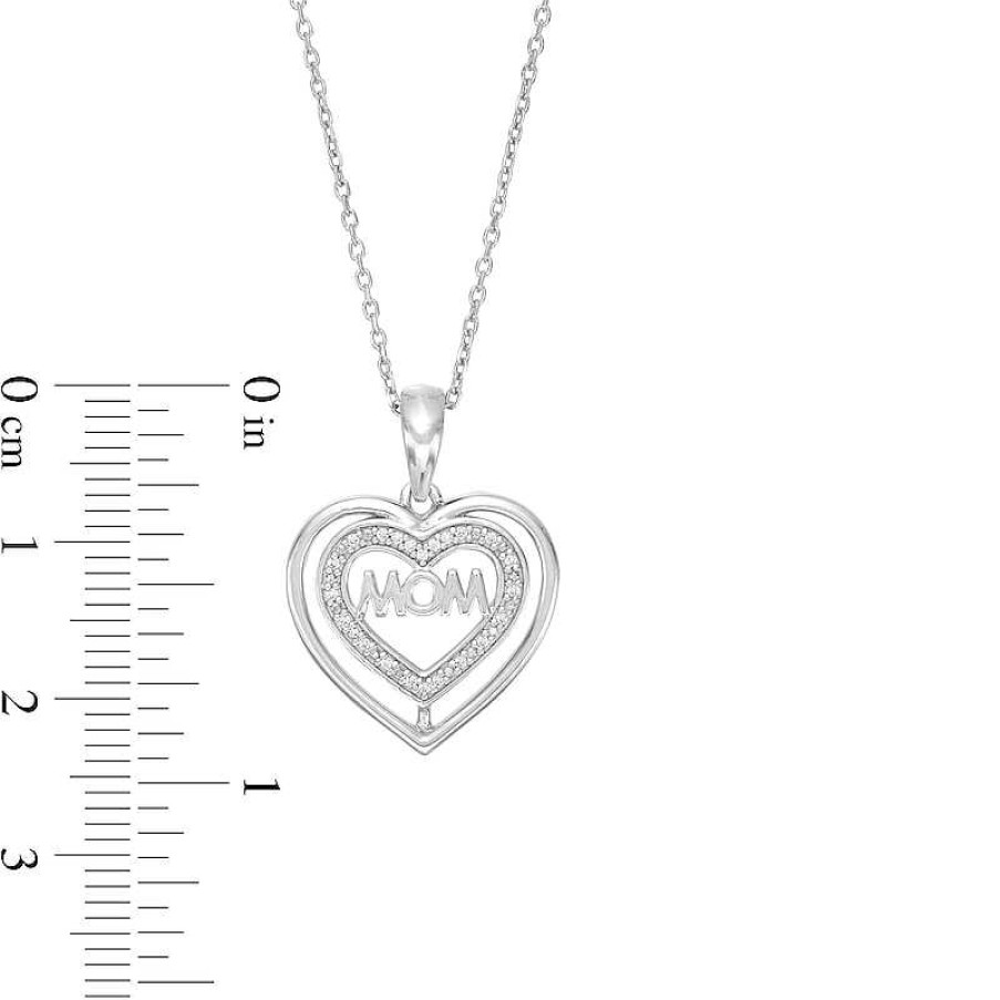 Banter 1/20 Ct. T.W. Diamond Mom Heart Necklace In Sterling Silver - 18" Necklaces