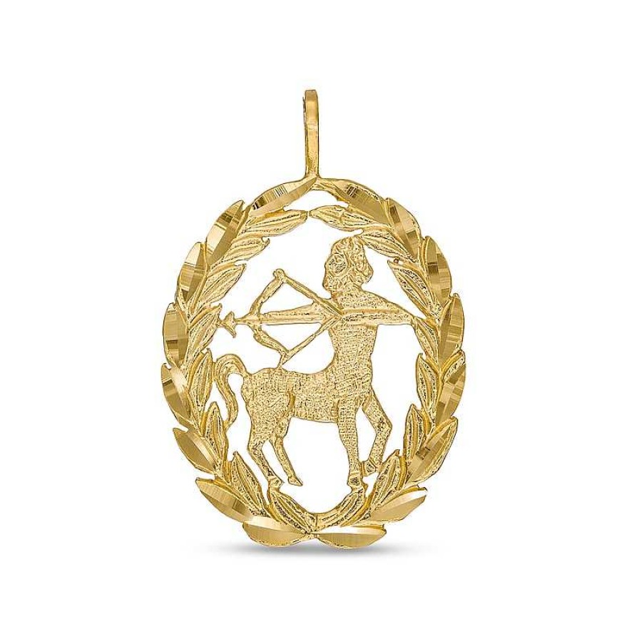 Banter Garland Wreath Frame Sagittarius Necklace Charm In 10K Gold Casting Solid Charms