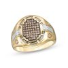 Banter 3/8 Ct. T.W. Champagne And White Geometric Composite Diamond Oval Signet Ring In 10K Gold Rings