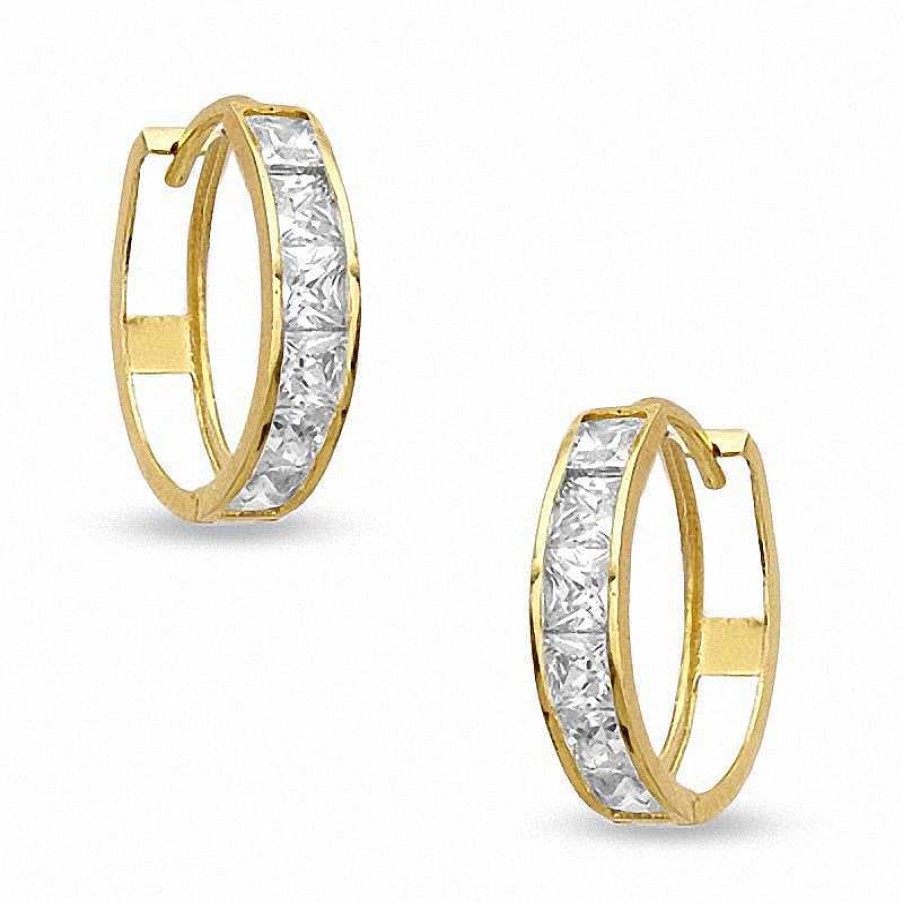 Banter Princess-Cut Cubic Zirconia 15.0Mm Huggie Earrings In 10K Gold Earrings