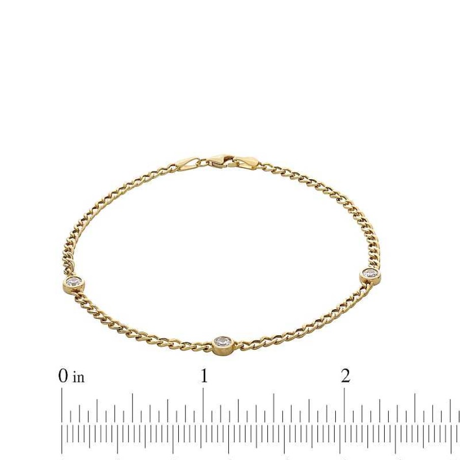 Banter 10K Hollow Gold Cz Bezel-Set Curb Chain Bracelet - 7.5" Bracelets