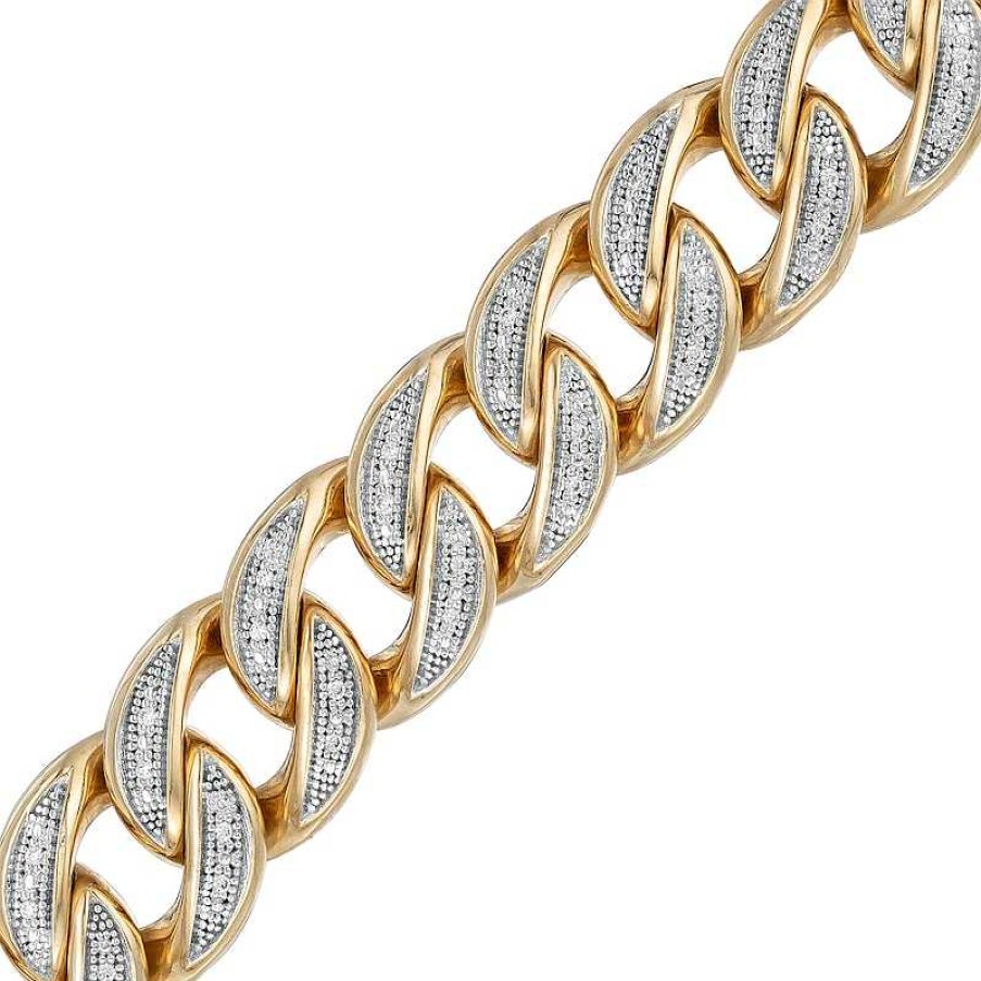 Banter 1/4 Ct. T.W. Diamond Curb Chain Bracelet In Sterling Silver With 14K Gold Plate 8.5" Bracelets