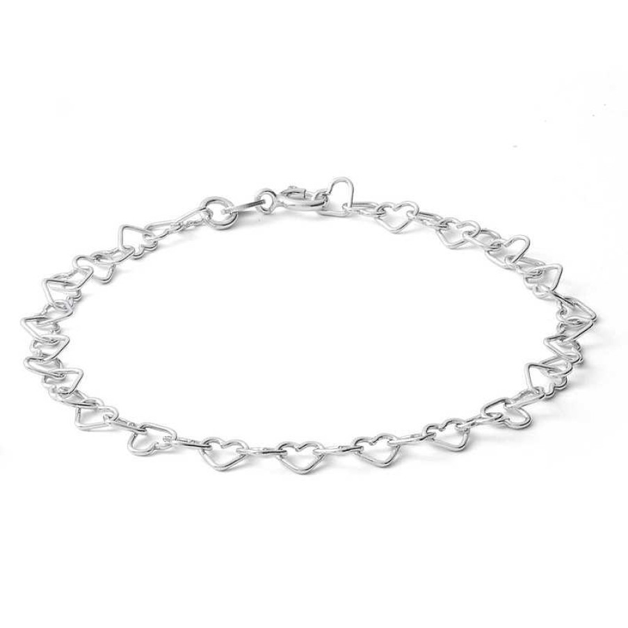 Banter Made In Italy Heart Link Bracelet With Small Heart Lock In Sterling Silver - 7.5" Bracelets