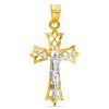 Banter Crucifix Necklace Charm In 10K Solid Two-Tone Gold Charms