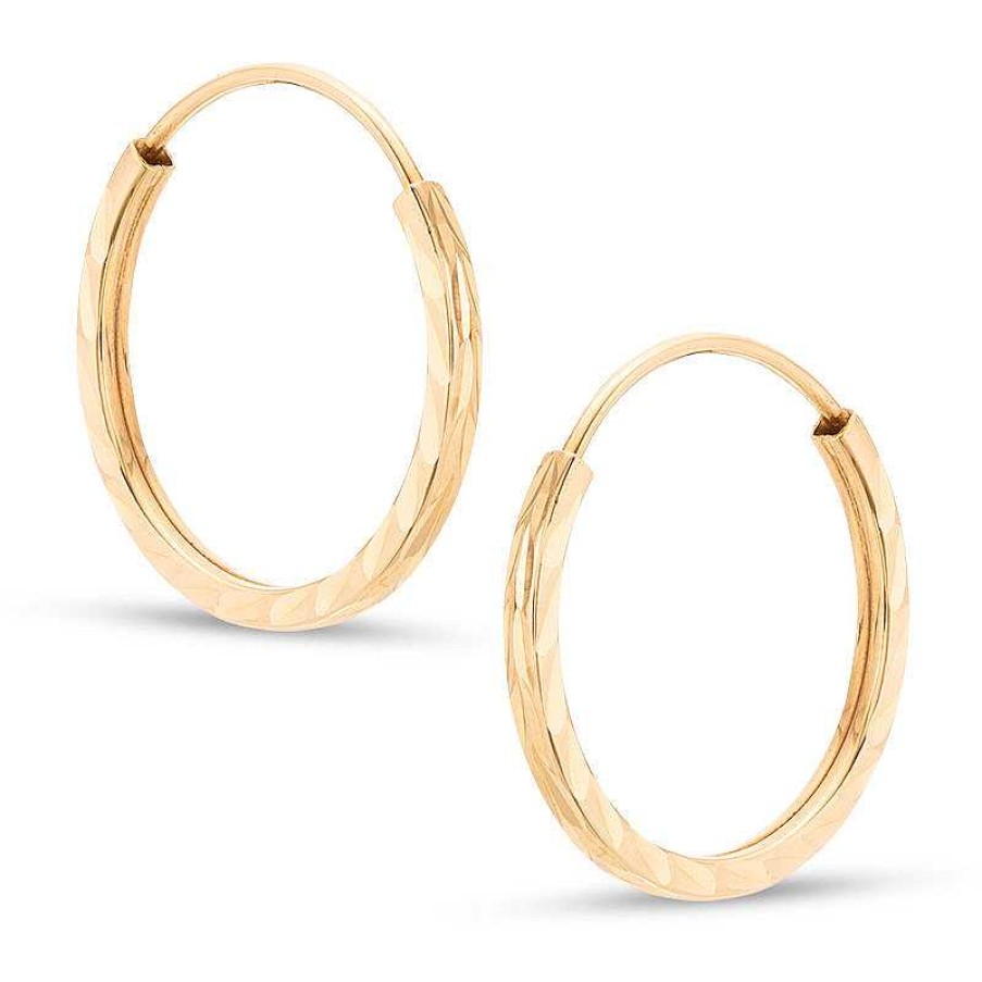 Banter 17Mm Diamond-Cut Square Hoop Earrings In 10K Tube Hollow Gold Earrings