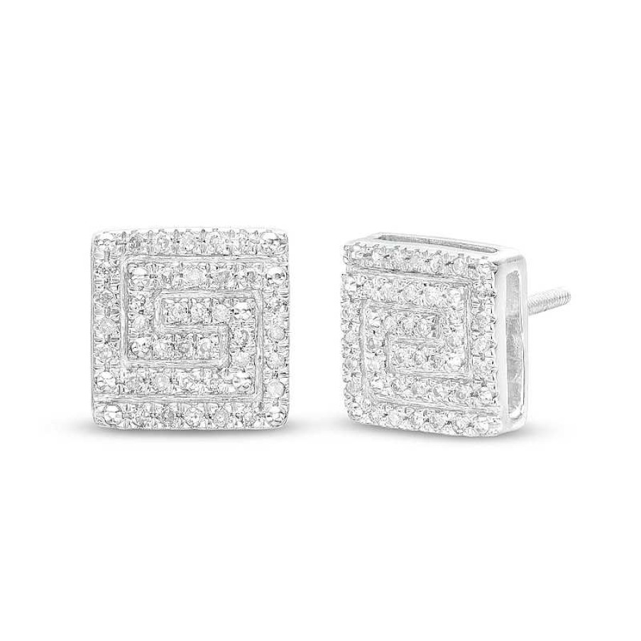 Banter 1/10 Ct. T.W. Diamond Pav Square Stud Earrings In Sterling Silver Earrings