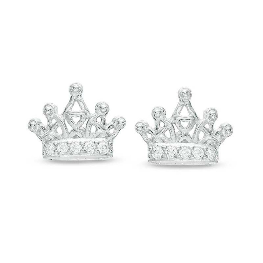 Banter Child'S Cubic Zirconia Crown Stud Earrings In Sterling Silver Earrings