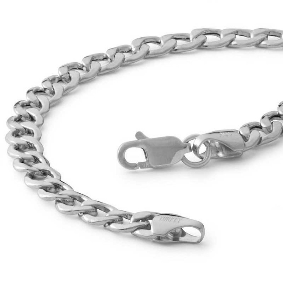 Banter 10K Hollow White Gold Beveled Curb Chain Bracelet - 7.5" Bracelets