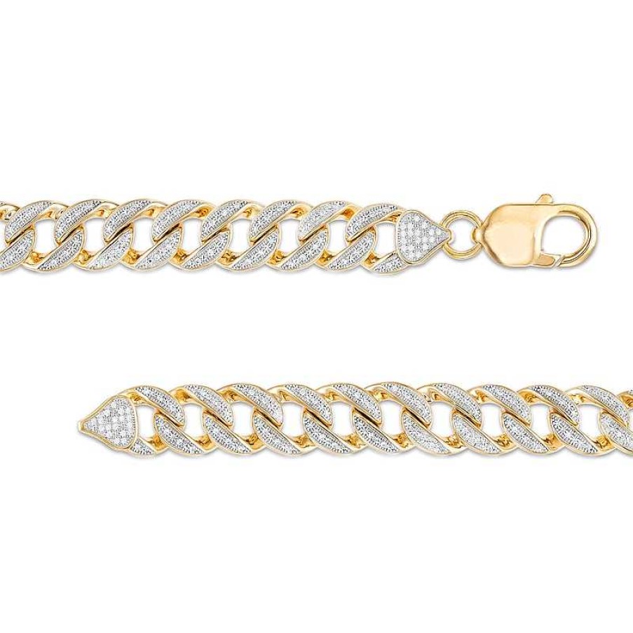 Banter 1 Ct. T.W. Diamond Cuban Link Chain Necklace In Solid Sterling Silver With 14K Gold Plate - 18" Necklaces