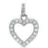 Banter Cubic Zirconia Heart Outline Dangle Charm In Sterling Silver Charms