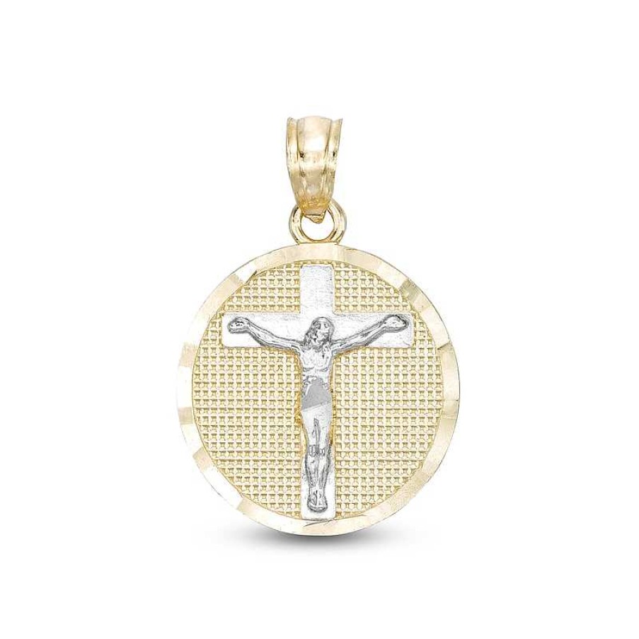 Banter Crucifix Medallion Two-Tone Necklace Charm In 10K Gold Charms