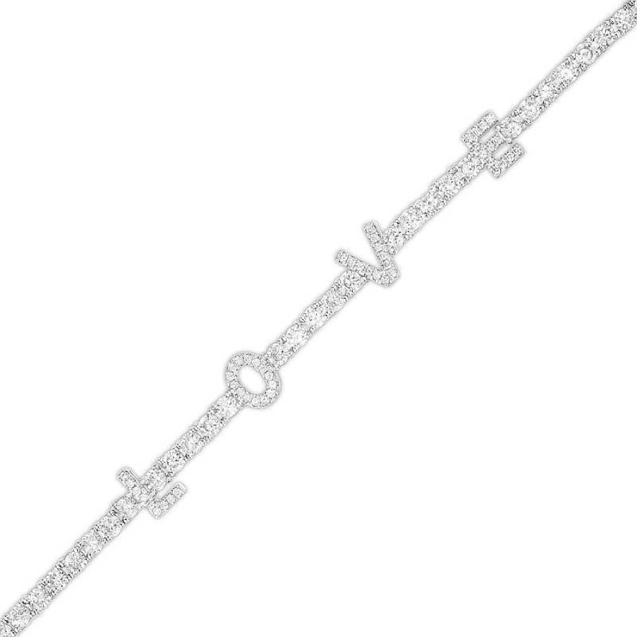 Banter Cubic Zirconia Love Tennis Bracelet In Solid Sterling Silver - 7.25" Bracelets