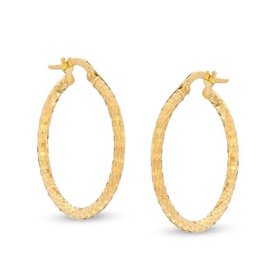 Banter Made In Italy 24Mm Diamond-Cut Disco Ball Hoop Earring In 10K Gold Tube Earrings