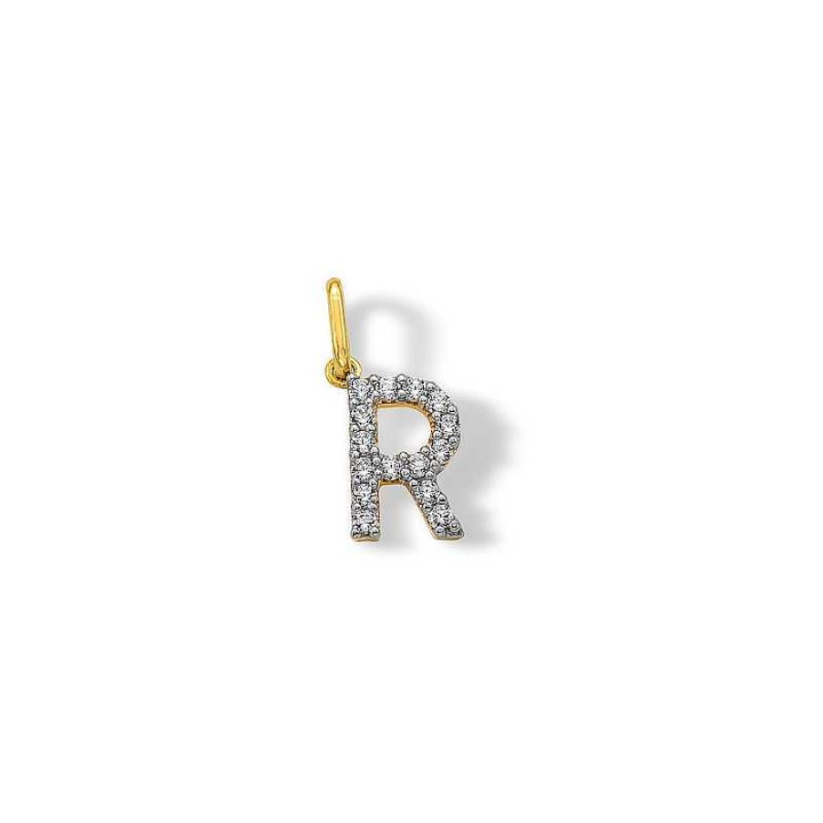 Banter 10K Solid Gold Cz R Initial Charm Charms