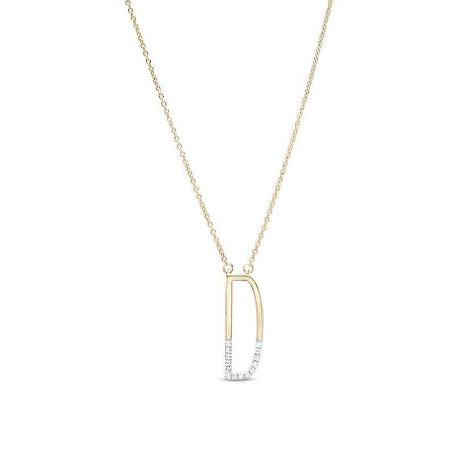 Banter 1/20 Ct. T.W. Diamond "D" Initial Necklace In Sterling Silver With 14K Gold Plate - 18" Necklaces