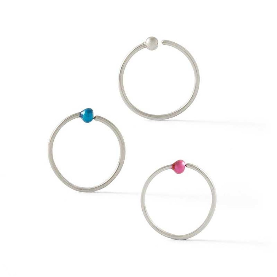 Banter 020 Gauge Multi-Color Nose Ring Set In Solid Stainless Steel Nose