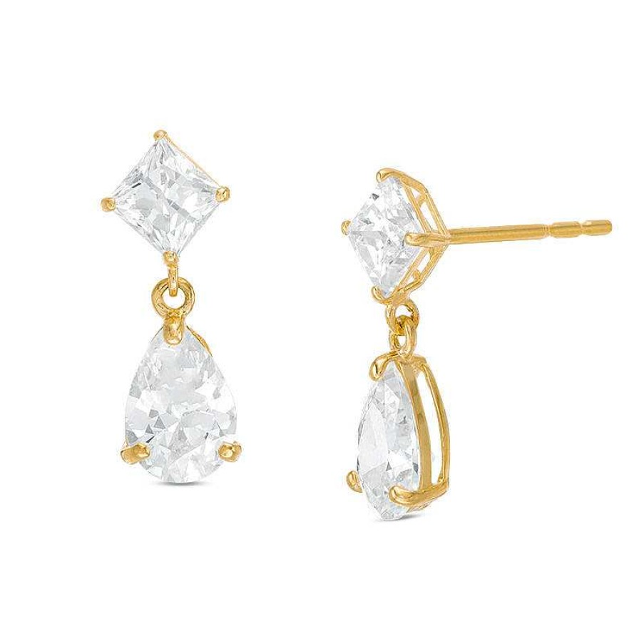 Banter Pear-Shaped And Princess-Cut Cubic Zirconia Drop Earrings In 10K Gold Earrings