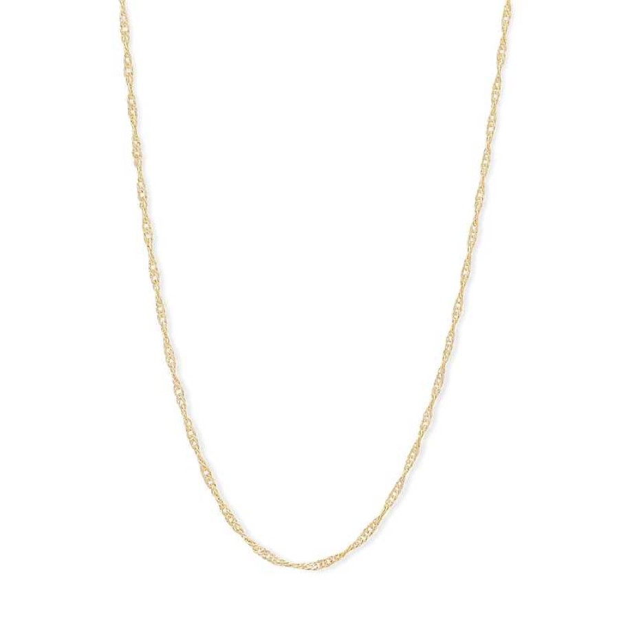 Banter 022 Gauge Solid Singapore Chain Necklace In 14K Solid Gold - 18" Necklaces