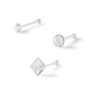 Banter Semi-Solid Sterling Silver Crystal Nose Stud Set - 22G Nose