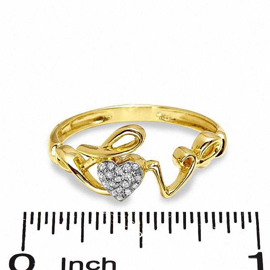 Banter 1/20 Ct. T.W. Heart-Shaped Composite Diamond "Love" Ring In 10K Gold Rings