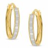 Banter Made In Italy Oval Striped Glitter Enamel Hoop Earrings In 10K Gold Earrings